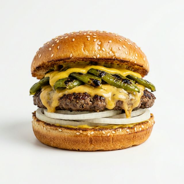 HATCH GREEN CHILE CHEESEBURGER WITH MUSTARD